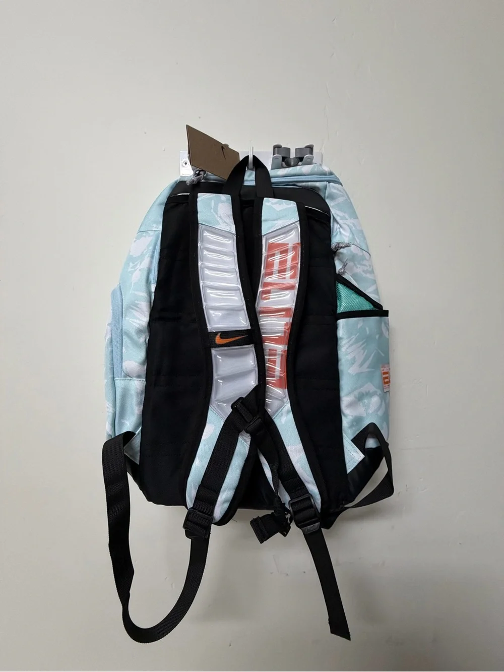 Nike Light Blue Printed Backpack with Orange Accents